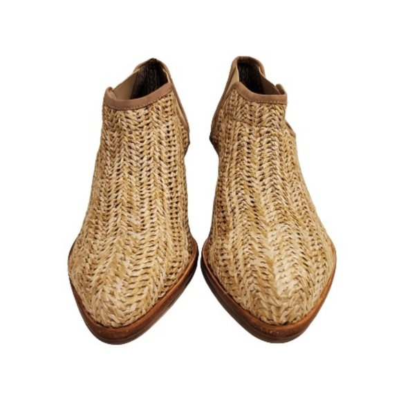 New Matt Bernson Marlow Woven Raffia Bootie Chestnut Size 9.5 - Picture 4 of 7